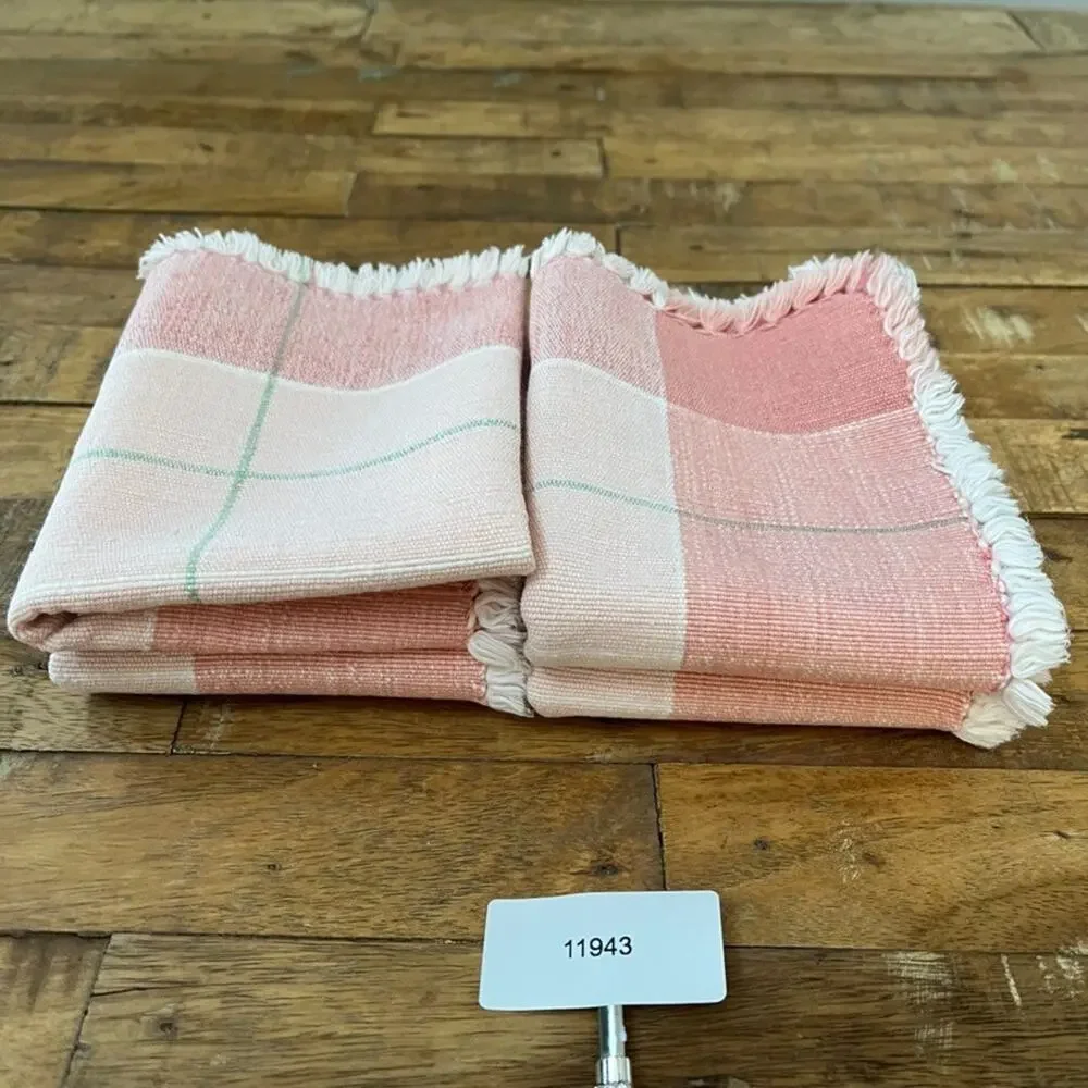 Set of 4 Pink Checkered Cloth Cotton Placemats 11.5